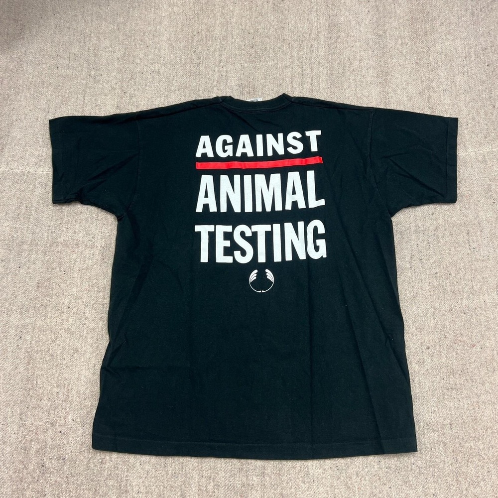 Vintage The Body Shop Shirt Mens XL Black 1990s Against Animal Testing